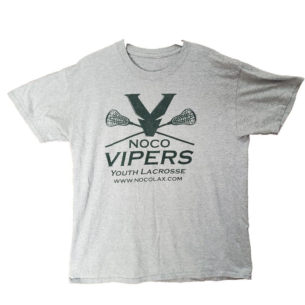 NOCO Vipers Youth Lacrosse Shirt Gray Short Sleeve T-Shirt Medium M Boys Kids
